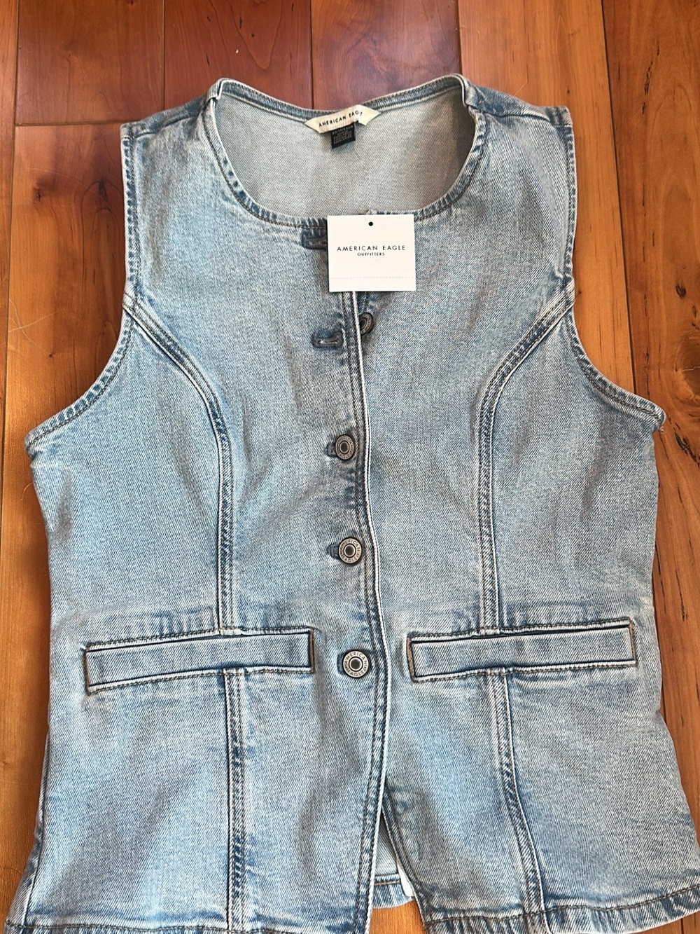 American Eagle Outfitters Light Blue Denim Vest